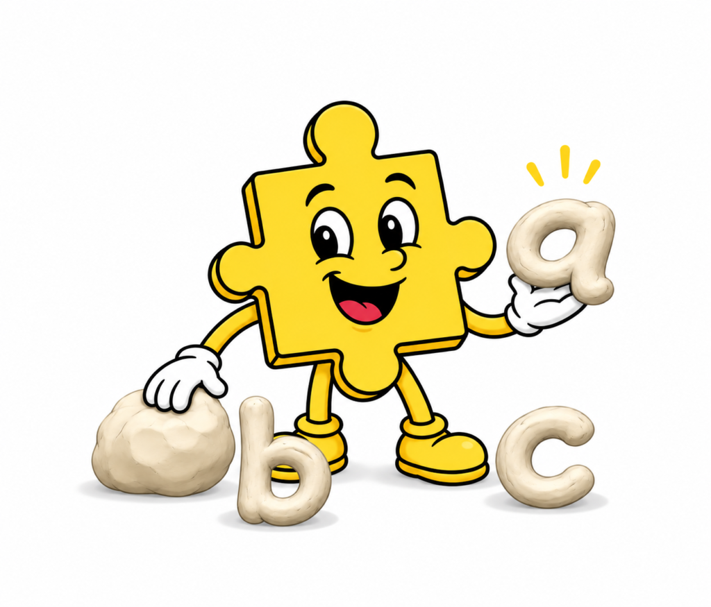 Puzzelstukje met letters van klei bij de Davis-methode voor dyslexie