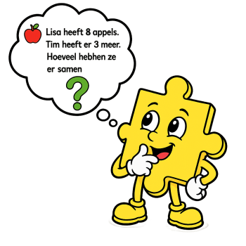 puzzelstukje dat een redactiesom oplost bij Eindelijk Duidelijk